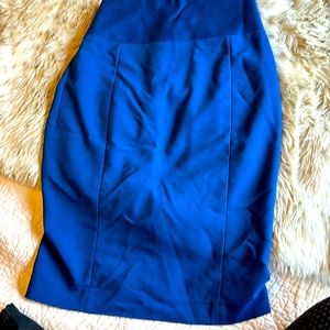 Cobalt blue stretchy pencil skirt, just above knee length & fitted. *2